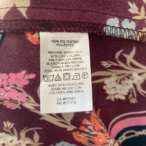 Ann Taylor Floral Scarf Print Tie Neck Button down Blouse Size L - Picture 13 of 13